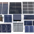 Various Solar Panel Types with Different Designs and Patterns for Renewable Energy 3d model