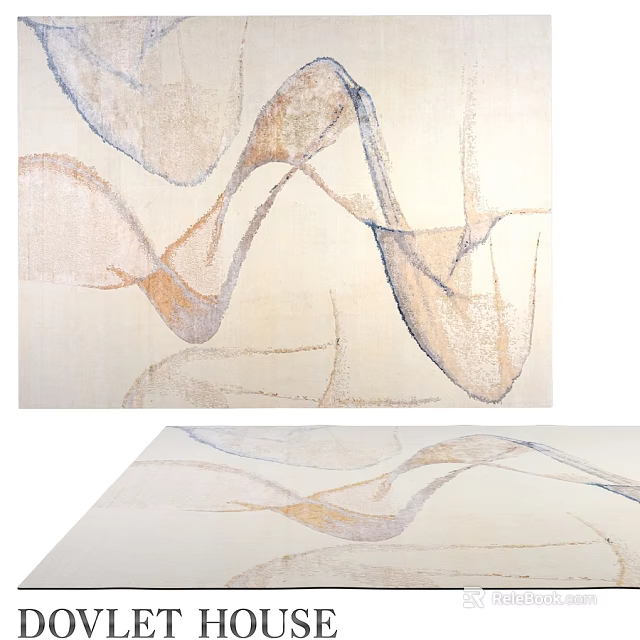 Abstract Square Rug With Wavy Patterns And Beige Brown Blue Tones For Modern Decor 3d model 