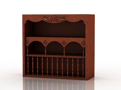 Elegant Traditional Wooden Cabinet With Intricate Carved Details And Shelves 3d model