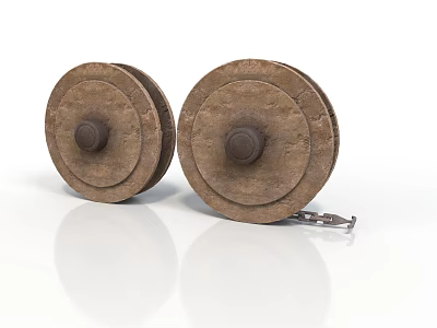 Vintage Wooden Pulley Equipment For Heavy Duty Lifting And Industrial Use 3d model