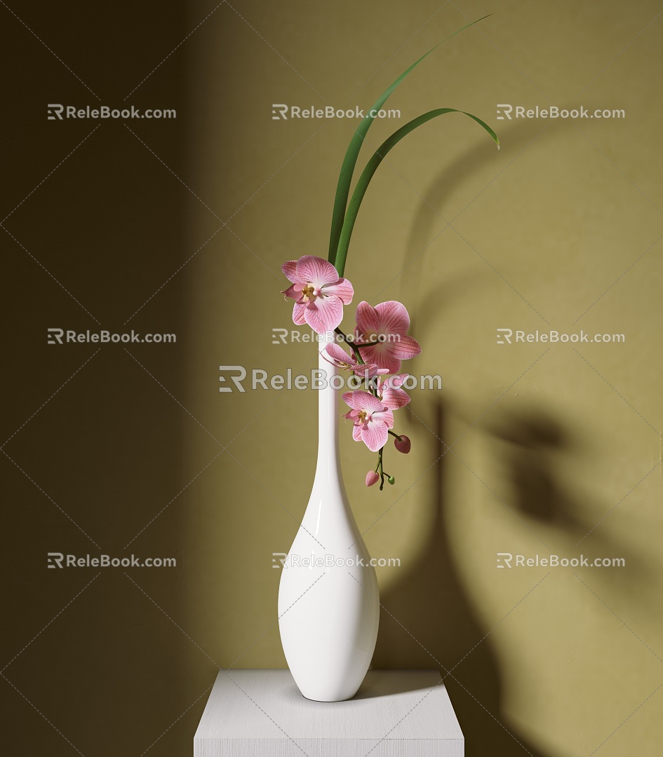 New Chinese Style Flower-arranging Vase Ornaments Japanese Style Flower-arranging Floriculture Small Original Zen Style Iris Leaf Phalaenopsis 3d model