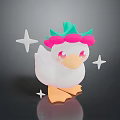 White Duck Toy with Pink and Green Floral Crown Surrounded by Sparkling Stars