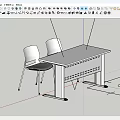 Modern Minimalist Table and Chair Set with White Desk and Gray Chairs