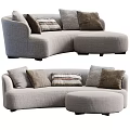 Gray Fabric Sectional Sofa with Brown Solid and Striped Decorative Pillows 3d model
