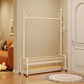 Modern Indoor Clothes Rack With Hanging Clothes And Storage Basket On Wheels