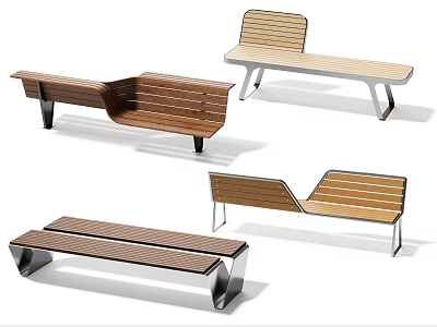 Various Modern Outdoor Chairs With Wooden Seats And Metal Frame Designs 3d model