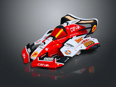 Red and White Racing Car Sleek Design With Rear Wing and Multiple Sponsor Logos 3d model Red and White Racing Car Sleek Design With Rear Wing and Multiple Sponsor Logos 3d model