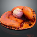 Orange Leather Baseball Glove Holding Red And White Baseball For Daily Use