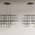 Modern Metal Geometric Pendant Light With Circular Linear Multi Layer Structure For Interior Design 3d model