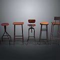 Various Bar Stools With Different Designs Wooden Seats And Metal Frames