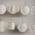 Modern White Pendant Lights With Various Shapes And Textured Designs For Interior Decor