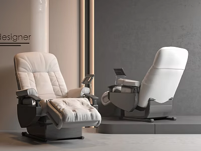 Modern Leather Massage Chair With Reclining Function And Comfortable Design In Minimalist Interior 3d model
