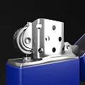 Daily Life Essential Blue Metallic Lighter With Open Lid And Sleek Design