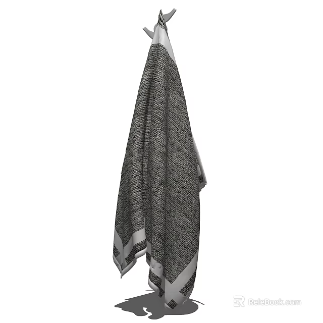 Gray Patterned Towel With White Trimmed Edges And Modern Design 3d model 