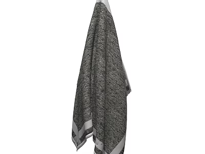 Gray Patterned Towel With White Trimmed Edges And Modern Design 3d model