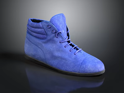 Comfortable Blue Suede High Top Lace Up Shoes For Casual Daily Wear 3d model