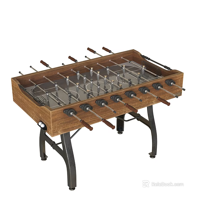 Premium Wooden Foosball Table With Metal Rods And Player Figures 3d model 