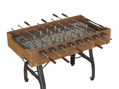 Premium Wooden Foosball Table With Metal Rods And Player Figures 3d model
