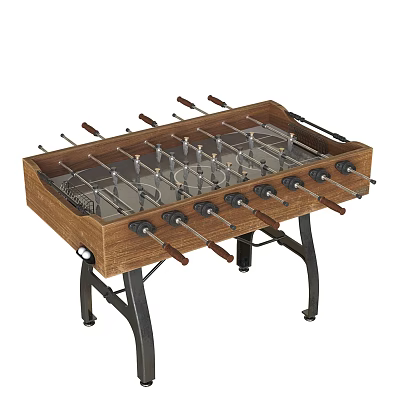 Premium Wooden Foosball Table With Metal Rods And Player Figures 3d model