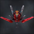 Advanced Red Mechanical Robot With Multiple Arms And Blue Core 3d model