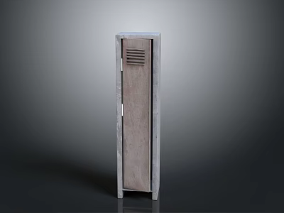 Tall Modern Gray Locker Furniture With Single Door And Ventilation Grille 3d model