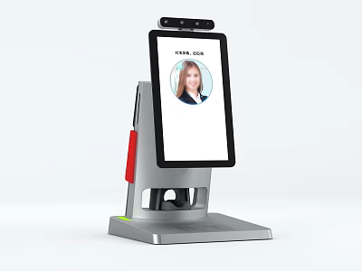 Smart Business Facial Recognition Terminal With Touchscreen Camera For Employee Check in 3d model