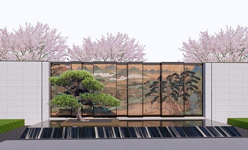 New Chinese style landscape wall opposite landscape wall 3d model