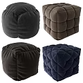 Modern Decorative Velvet Upholstered Ottomans In Multiple Colors With Quilted Patterns 3d model