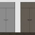 Modern Minimalist Double Doors Interior Design With Light Gray And Wood Grain