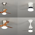 Modern Ceiling Fans With Silver White Bases Wooden Transparent Blades And Lights