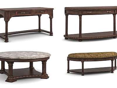 Classic Wooden Console Tables And Side Cabinets With Drawers And Elegant Leg Designs 3d model
