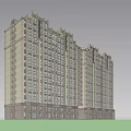 Modern High Rise Residential Building With Decorative Facade And Multiple Windows 3d model