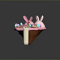 Cartoon Candy Landscape With Pink Ice Cream Cone Rabbit Ear Buildings And Colorful Trees
