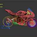 Black and Blue Sport Motorcycle with Sleek Design Blue Wheels Exhaust and Stand