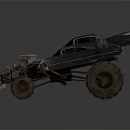 Custom Monster Truck With Open Cabin Large Tires And Rugged Metal Frame