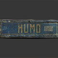 Vintage Decorative Ornament Combination With Blue Green Distressed Metal Box And Retro Labels