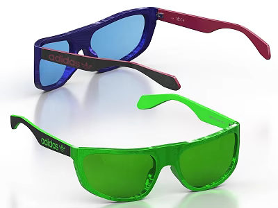 OpticView Blue Frame 3D Glasses With Red Temple And Green Frame Design 3d model