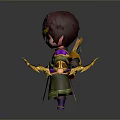 Cartoon Man Wearing Green And Purple Outfit With Gold Decorations Brown Hair And Gold Headpiece