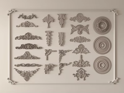 Ornamental Carved Decorations With Different Shapes And Classic Patterns For Home Decor 3d model