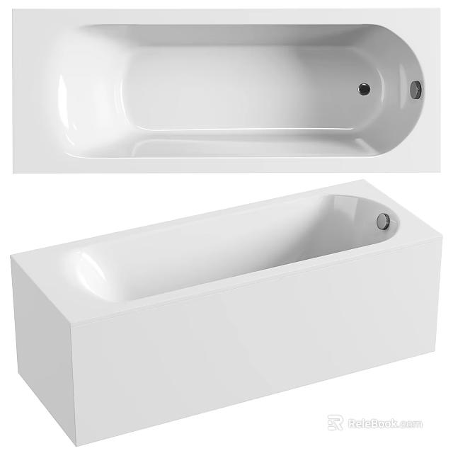 White Modern Rectangular Bathtub With Sleek Design And Integrated Drainage Features 3d model 