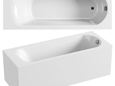 White Modern Rectangular Bathtub With Sleek Design And Integrated Drainage Features 3d model