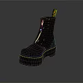 Black Leather Zipper Boots With Platform Sole For Daily Life Use