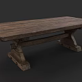 Rustic Solid Wooden Dining Table Set With Rectangular Top And Sturdy Legs
