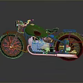 Vintage Green Motorcycle Classic Design with Black Seat Chrome Details and Reflective Surface