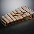 Traditional Bamboo Percussion Instrument With Arranged Bars On Wooden Frame And Mallets