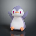 Cute 3D Penguin Character With Purple White Body Orange Beak Feet And Big Pink Eyes