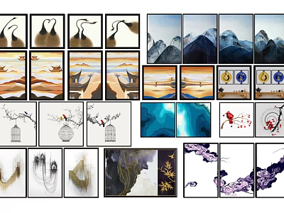 Diverse Wall Art Collection Featuring Abstract Nature Traditional and Modern Designs 3d model