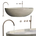 Modern Stone Bathtub Design With Freestanding Faucet And Control Knobs 3d model