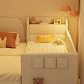 Cozy Kids Bed With Black Polka Dot Mattress Yellow Pillow Teddy Bear And Orange Pendant Lights