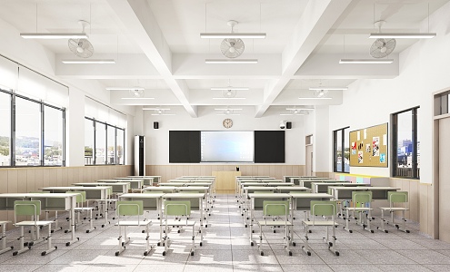 modern classroom 3d model